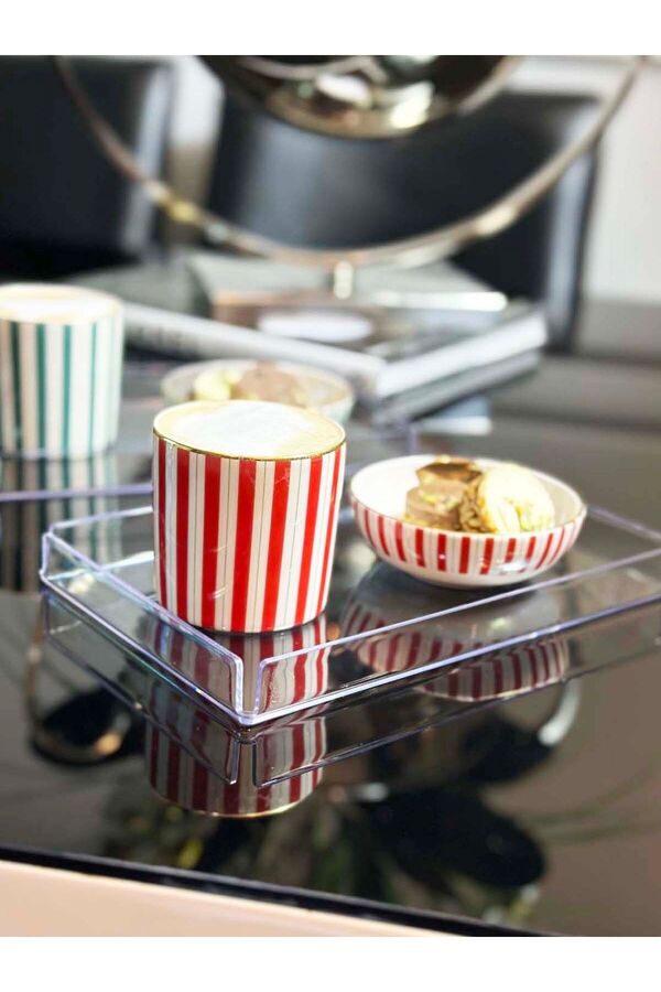 2'li Şeffaf Sunum Nişan Kahve Pleksi Tepsi