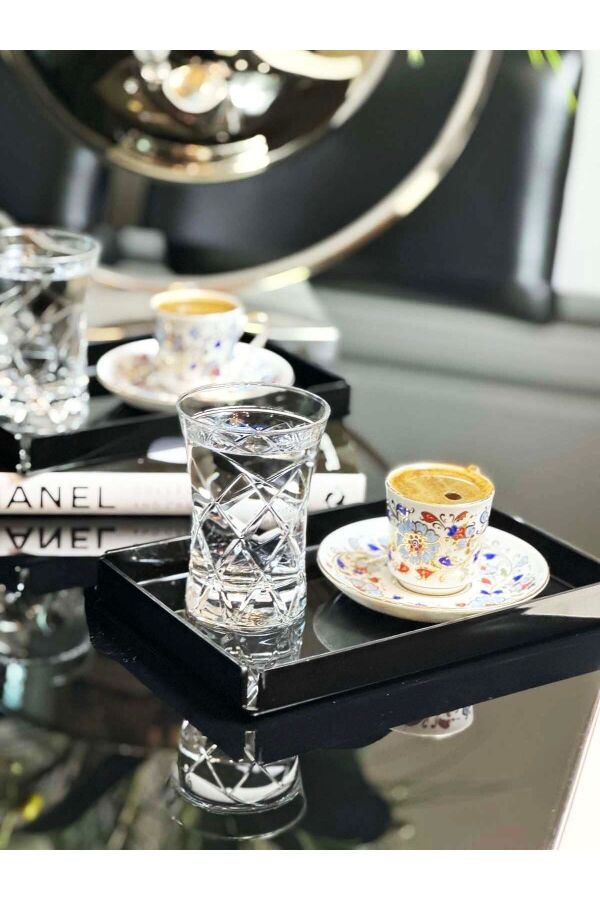 2'li Siyah Sunum Nişan Kahve Pleksi Tepsi - 3