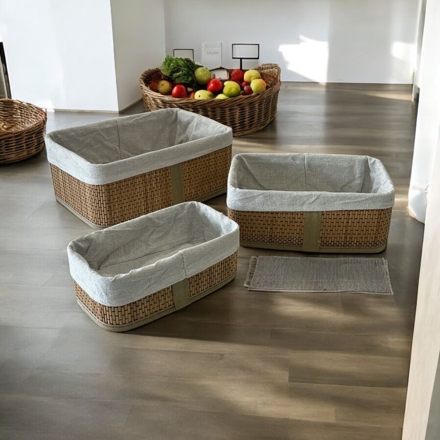 3'lü Bambu Çok Amaçlı Sepet - 329