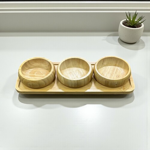 SepetçiBaba - 4 Parça Bambu Çerezlik Sosluk Sunum Seti - 51