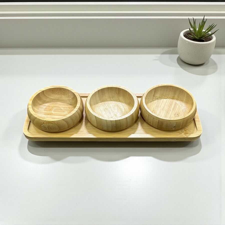 4 Parça Bambu Çerezlik Sosluk Sunum Seti - 51