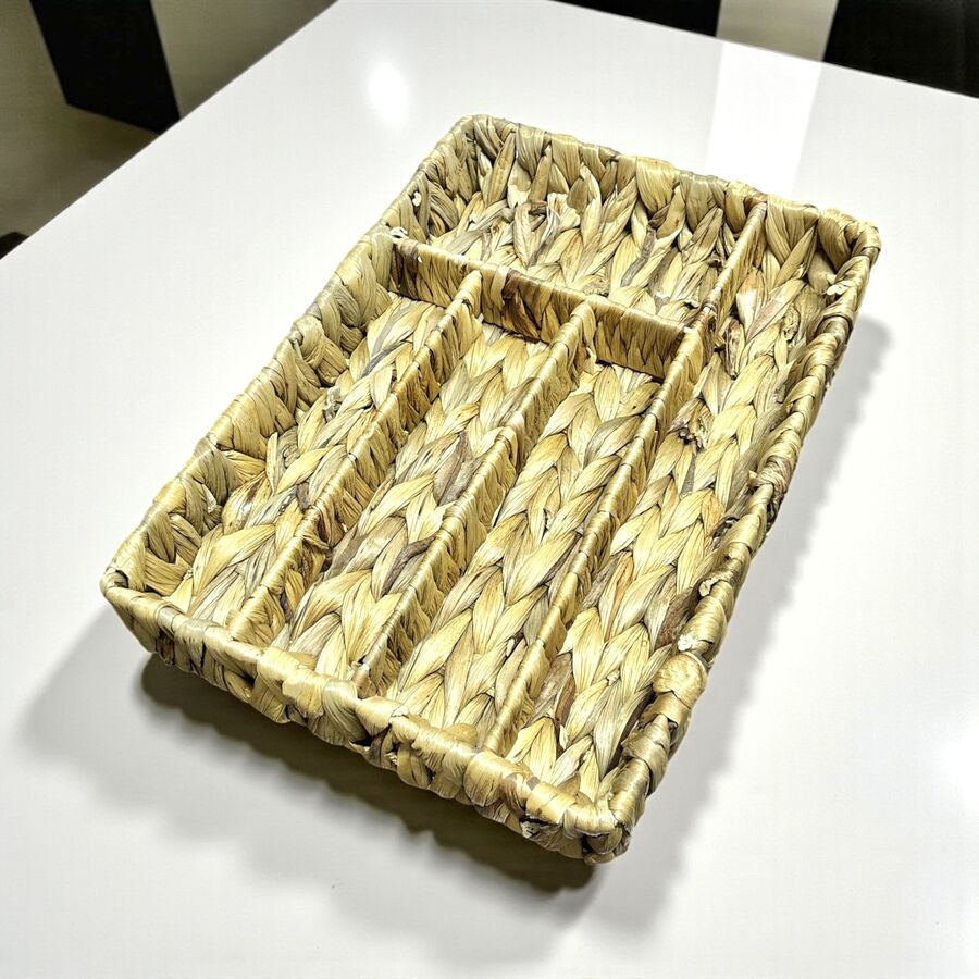 5 Bölmeli Hasır Kaşıklık Düzenleyici , Doğal Çekmece İçi Düzenleyici, Kaşıklık Seti