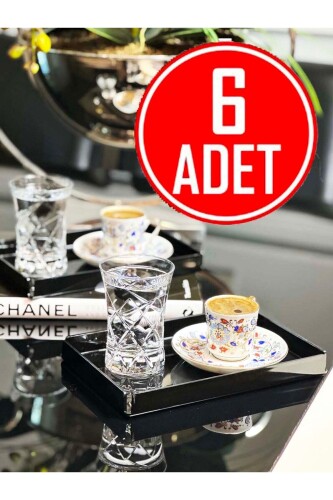 6'LI Siyah Sunum Nişan Kahve Pleksi Tepsi