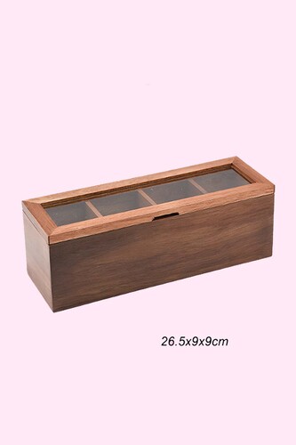 SepetçiBaba - Akasya 4 Bölmeli Çay Kutusu - Organizer - 02326