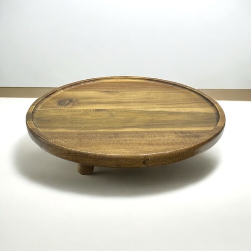 SepetçiBaba - Akasya Ayaklı Yuvarlak Büyük Servis - 25532