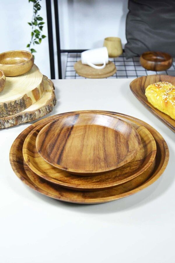 Akasya Yuvarlak Sunum Tabağı Büyük Boy