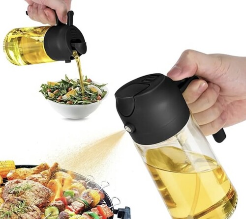 SepetçiBaba - Çift Fonksiyonlu Cam Yağdanlık Zeytinyağı Sıvıyağ Şişesi Airfryer Sprey Yağlık Renk Asorti Renk - 512