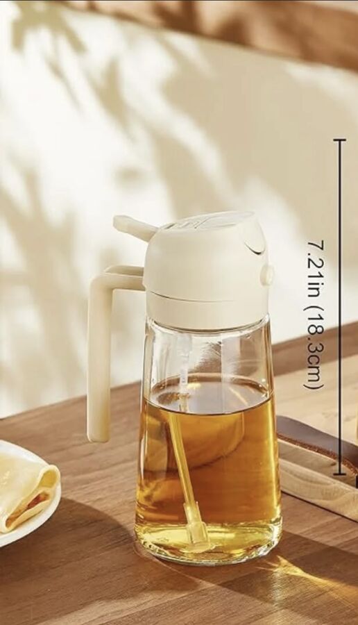 Çift Fonksiyonlu Cam Yağdanlık Zeytinyağı Sıvıyağ Şişesi Airfryer Sprey Yağlık Renk Asorti Renk - 512
