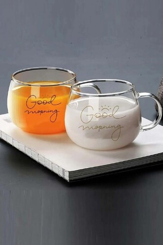 SepetçiBaba - Costa Good Morning 400 ml 2'li Cam Kupa Magnolya Bardağı Borosilikat