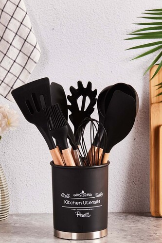 SepetçiBaba - Isıya Dayanıklı Silikon Yapışmaz Standlı 12 Parça Silikon Set