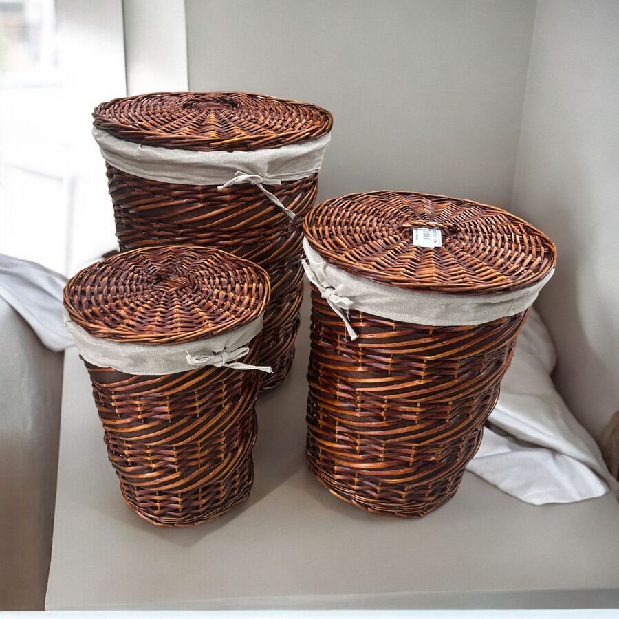 Laundry - 3'lü Hasır Çamaşır Sepeti Yuvarlak - 97006