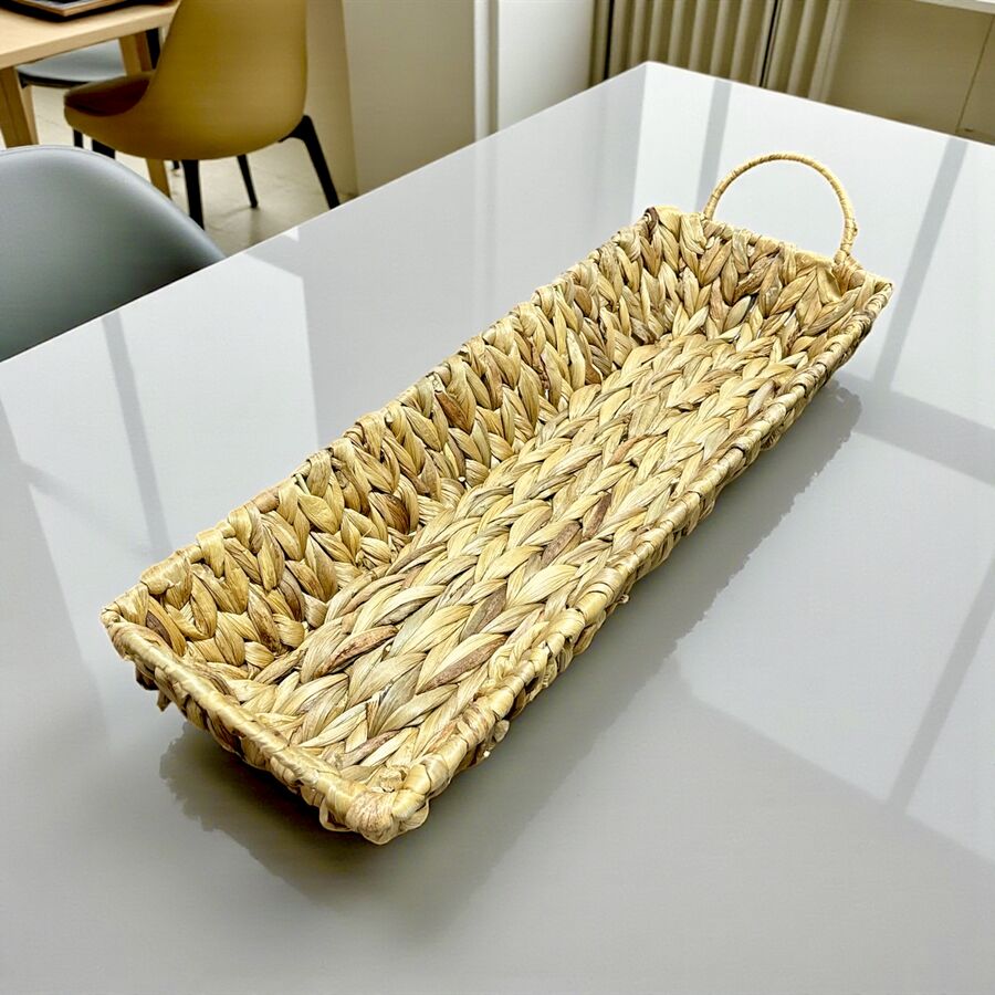 Muz Hasırı Kulplu Dikdörtgen Havluluk - Meyvelik - Sunum Sepeti - 25169