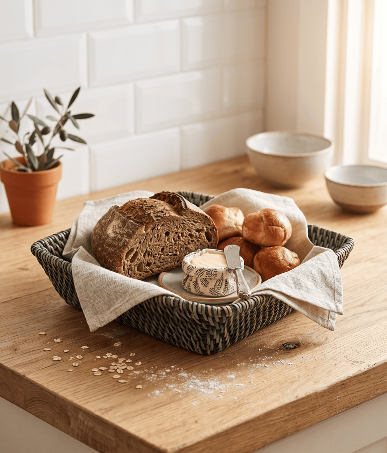 Rattan Ekmek Sepeti Kare LARGE - SR19 - 1