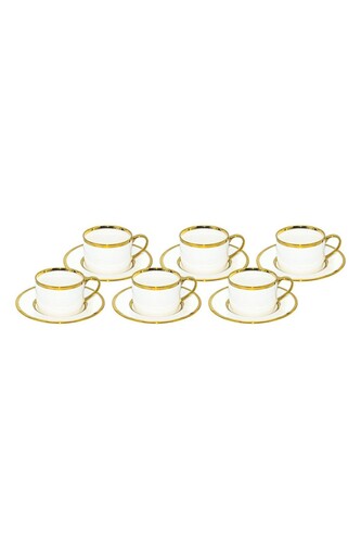 Bambum - Vibe - 6 Kişilik Çay Fincan Takımı Altın Desenli